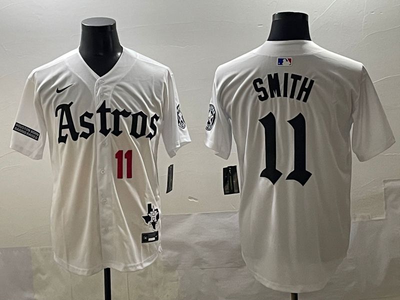 Men 2025 Houston Astros 11 Smith White Five generations Joint Name Nike MLB Jersey style 43